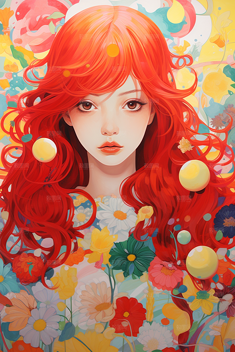 多巴胺女孩高清少女插画