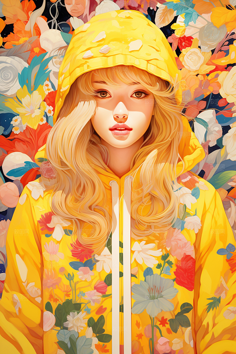 多巴胺女孩五彩斑斓穿搭插画