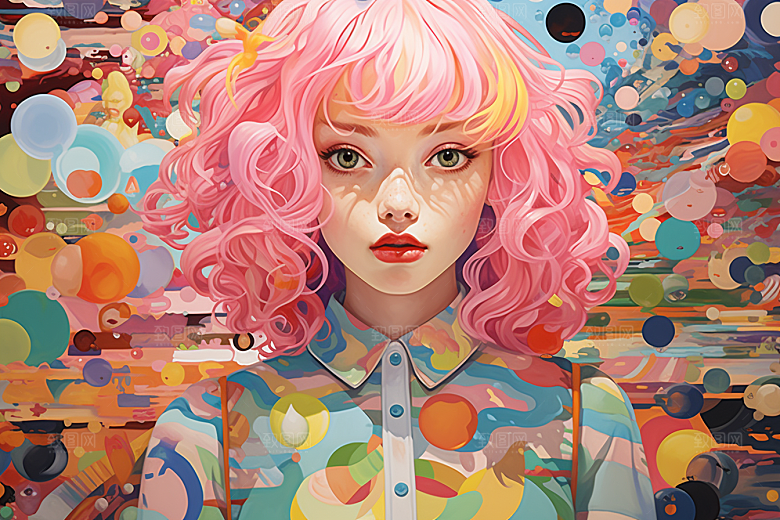 多巴胺女孩高清艺术感插画
