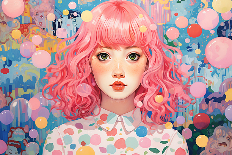 多巴胺女孩穿搭彩色插画