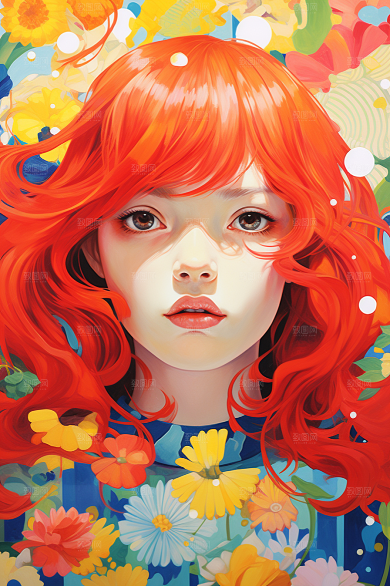 多巴胺女孩缤纷形象插画
