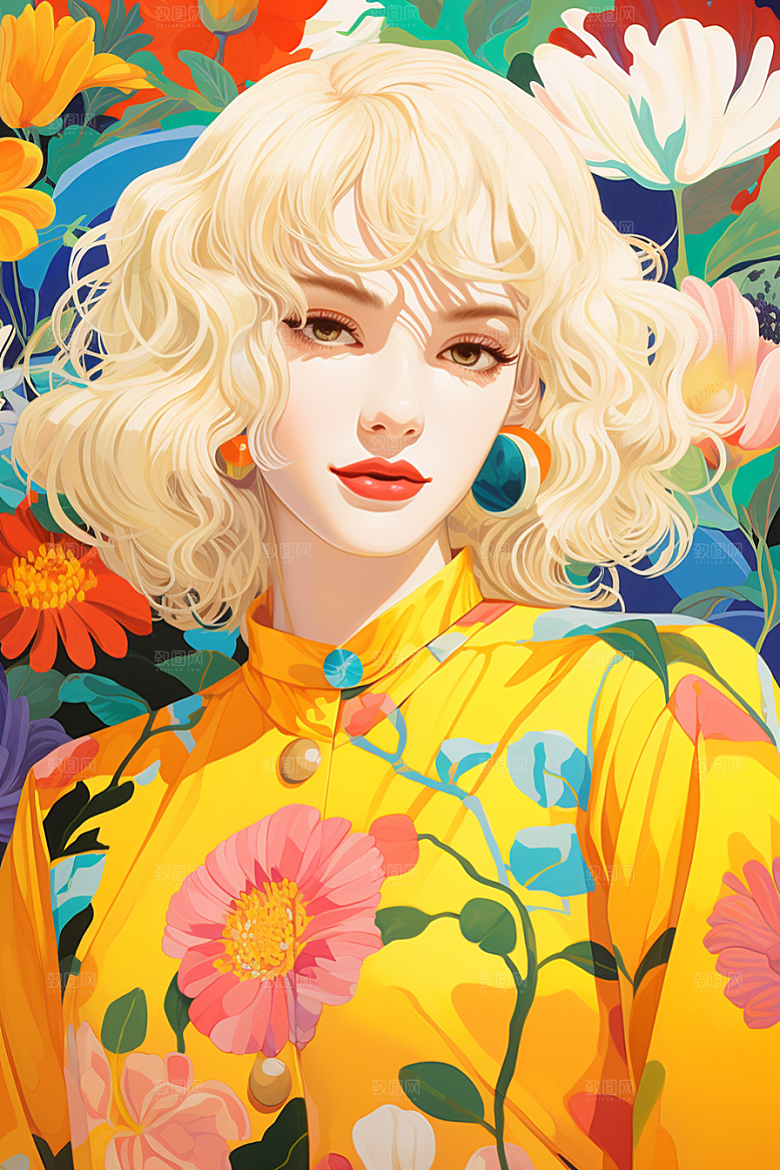 多巴胺女孩穿搭可爱插画