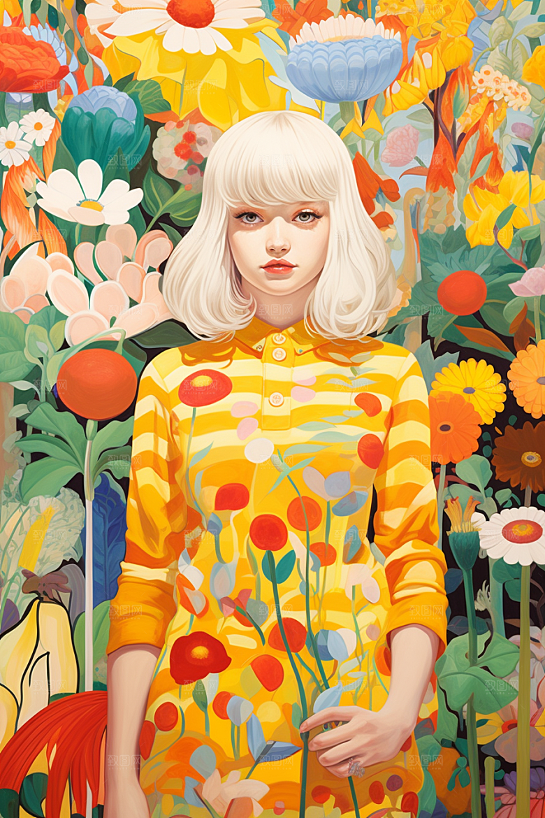 多巴胺女孩高清彩色插画