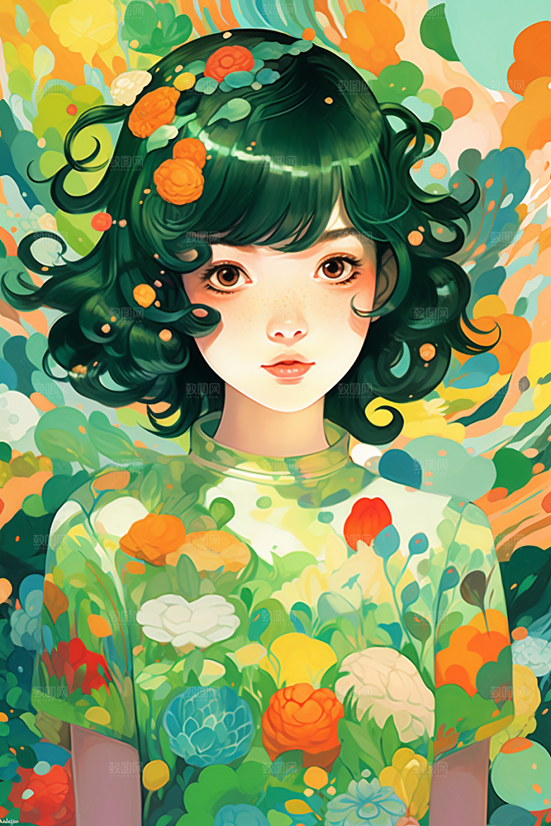 多巴胺女孩形象少女插画