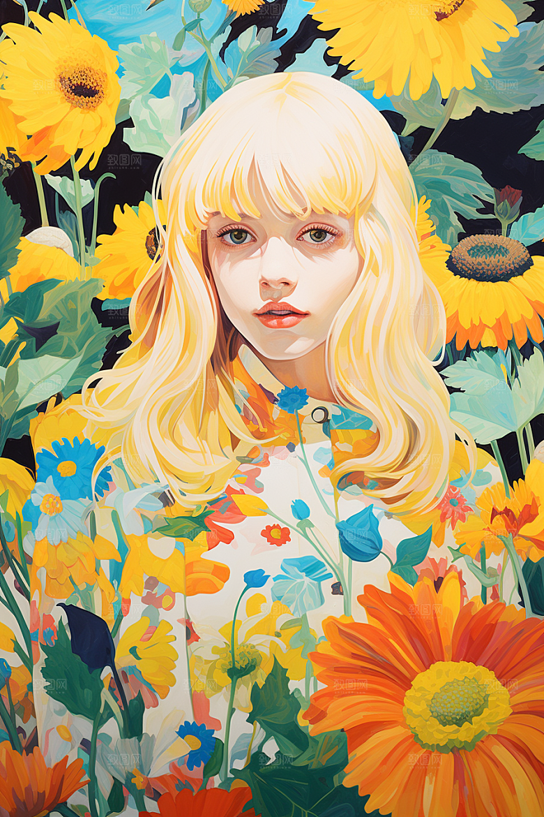 多巴胺女孩少女可爱插画