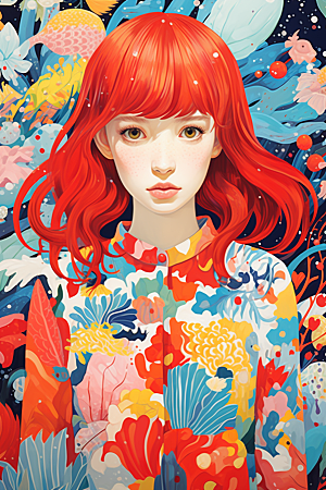 多巴胺女孩少女缤纷插画