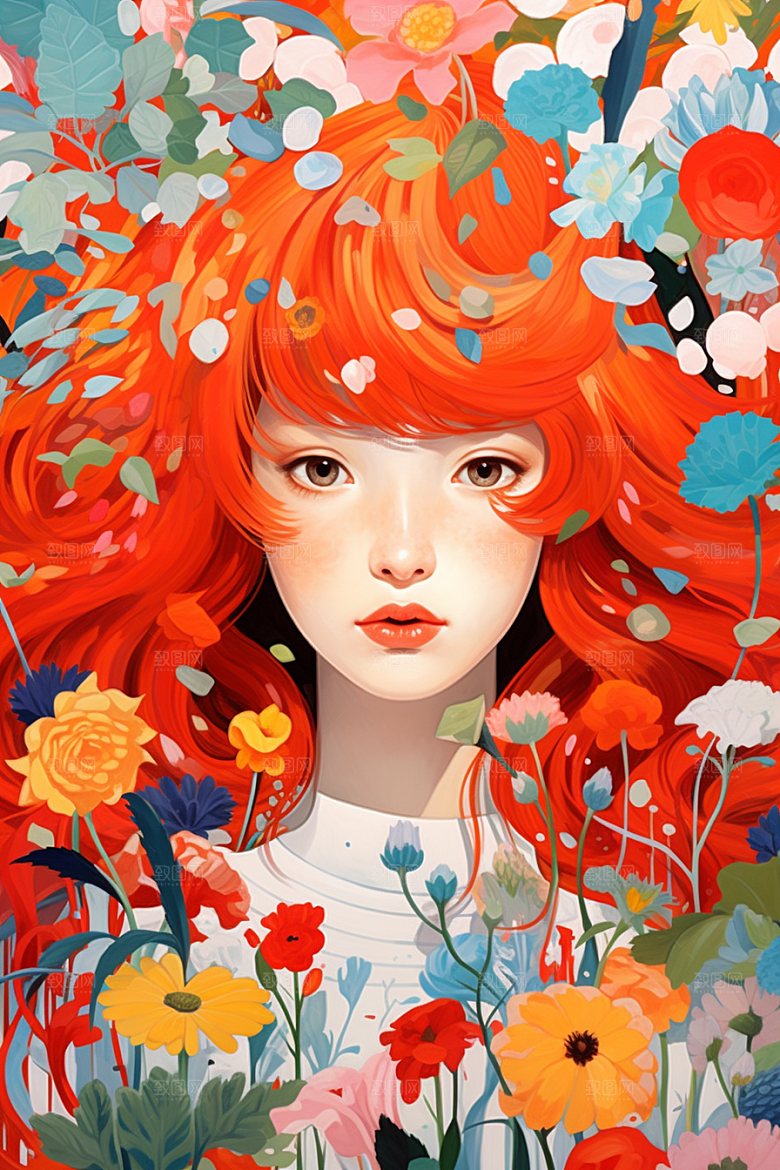 多巴胺女孩高清彩色插画