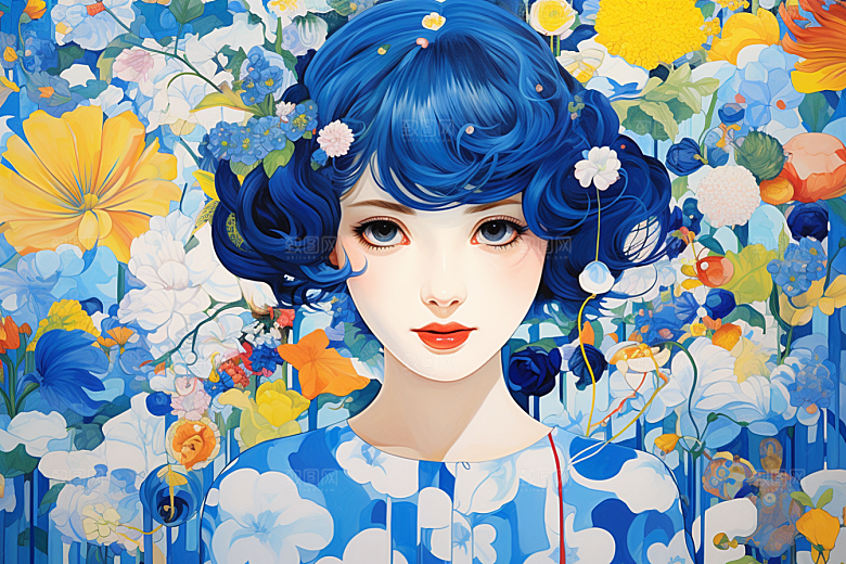 多巴胺女孩手绘艺术感插画
