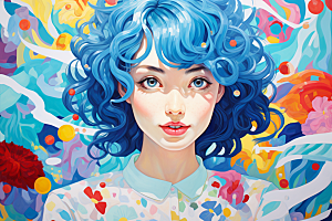 多巴胺女孩高清形象插画