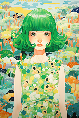 多巴胺女孩少女缤纷插画