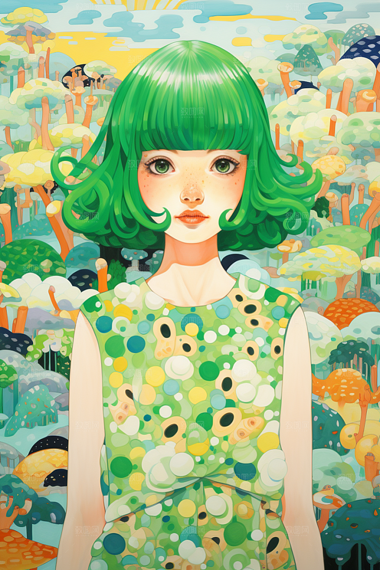 多巴胺女孩少女缤纷插画