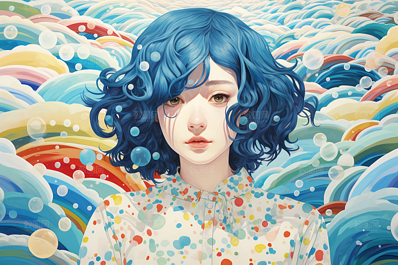 多巴胺女孩高清形象插画