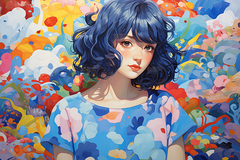 多巴胺女孩高清穿搭插画