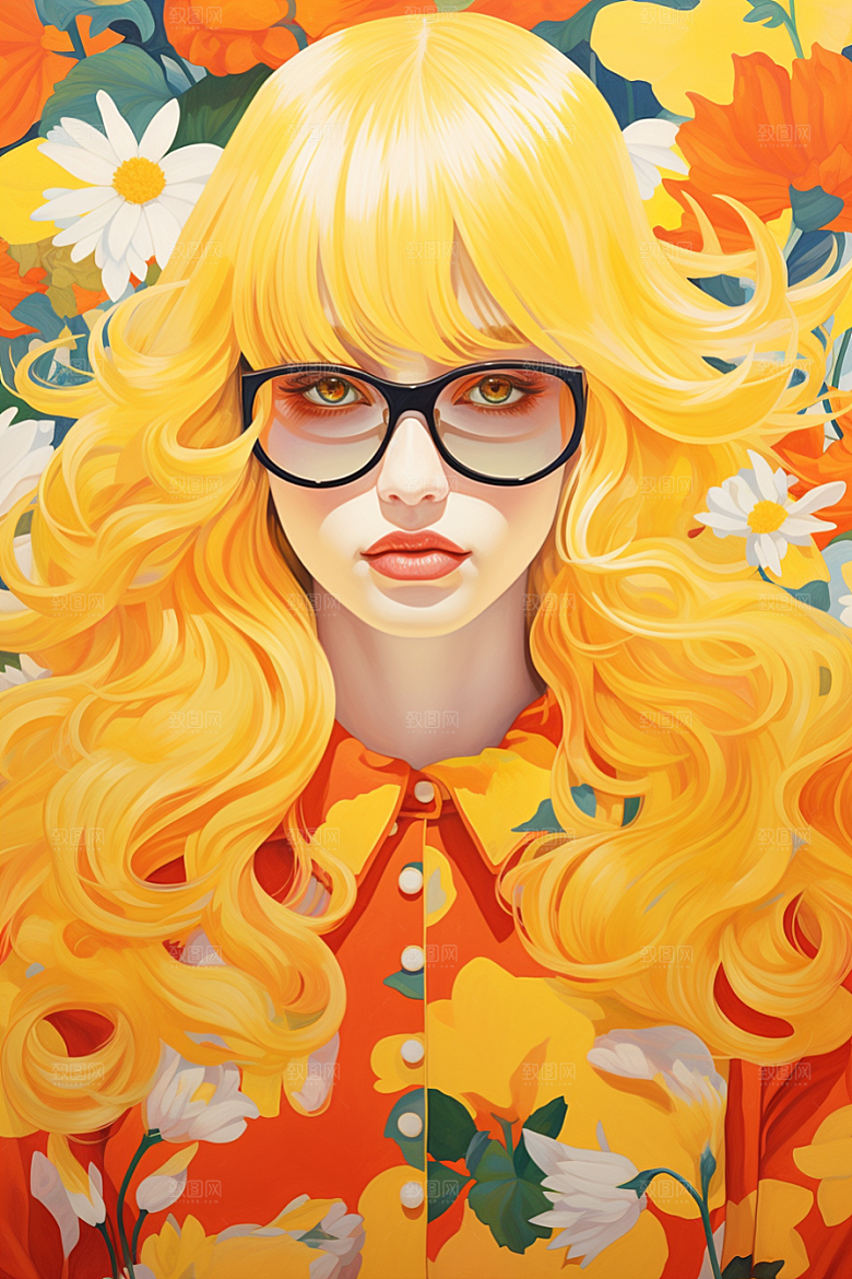 多巴胺女孩穿搭彩色插画