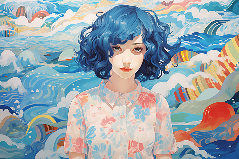 多巴胺女孩缤纷可爱插画