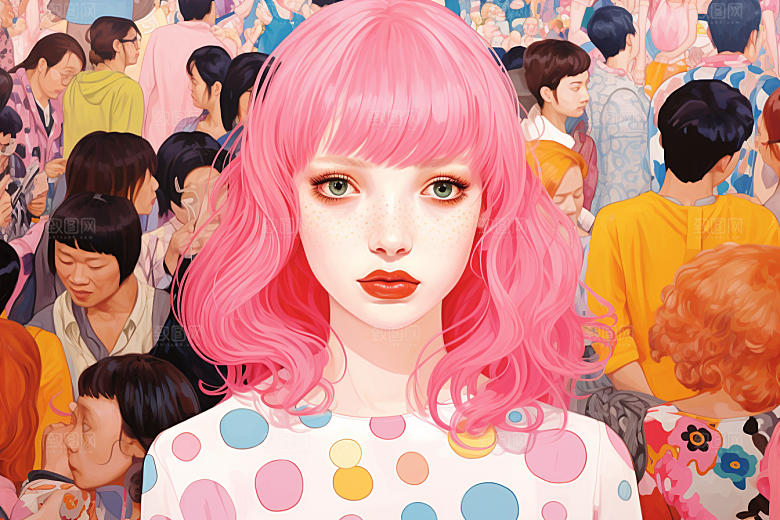 多巴胺女孩高清穿搭插画