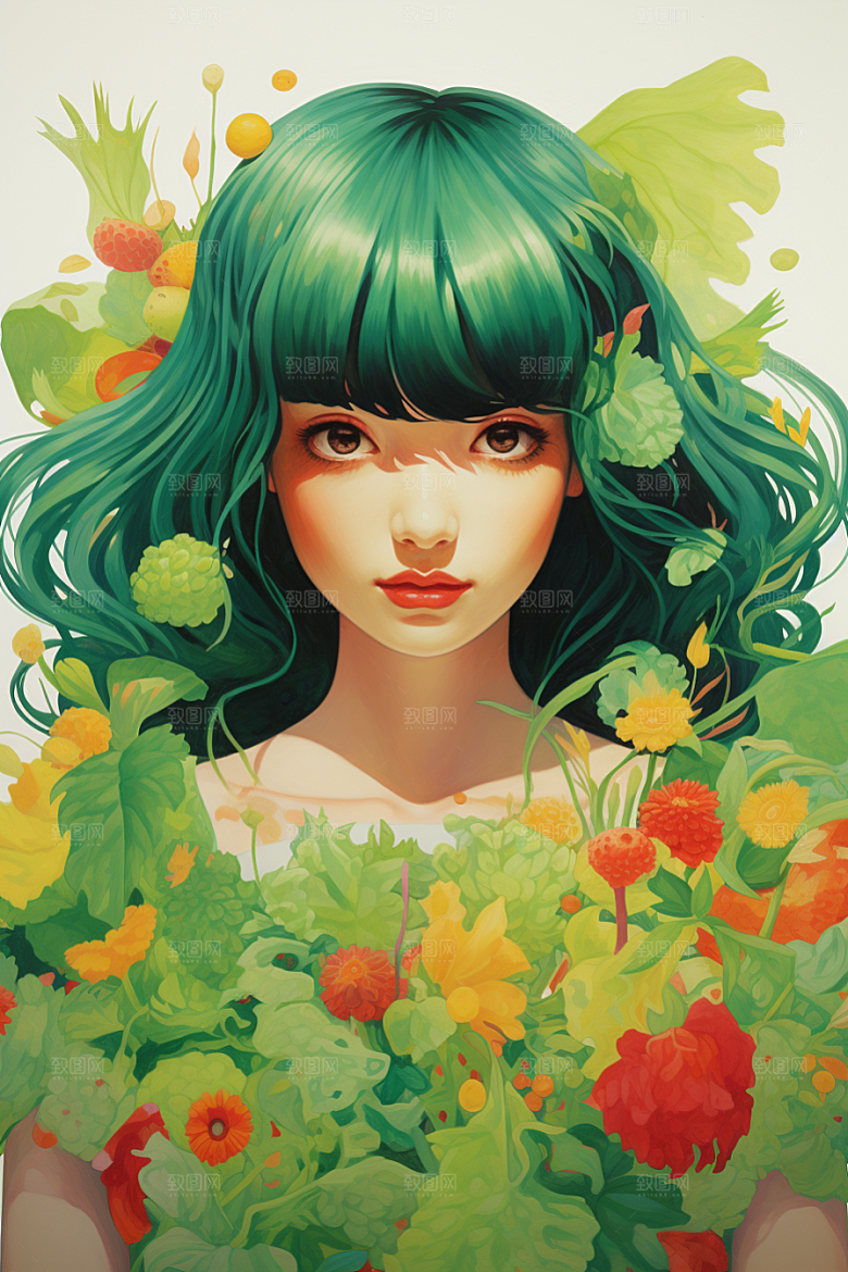 多巴胺女孩缤纷穿搭插画