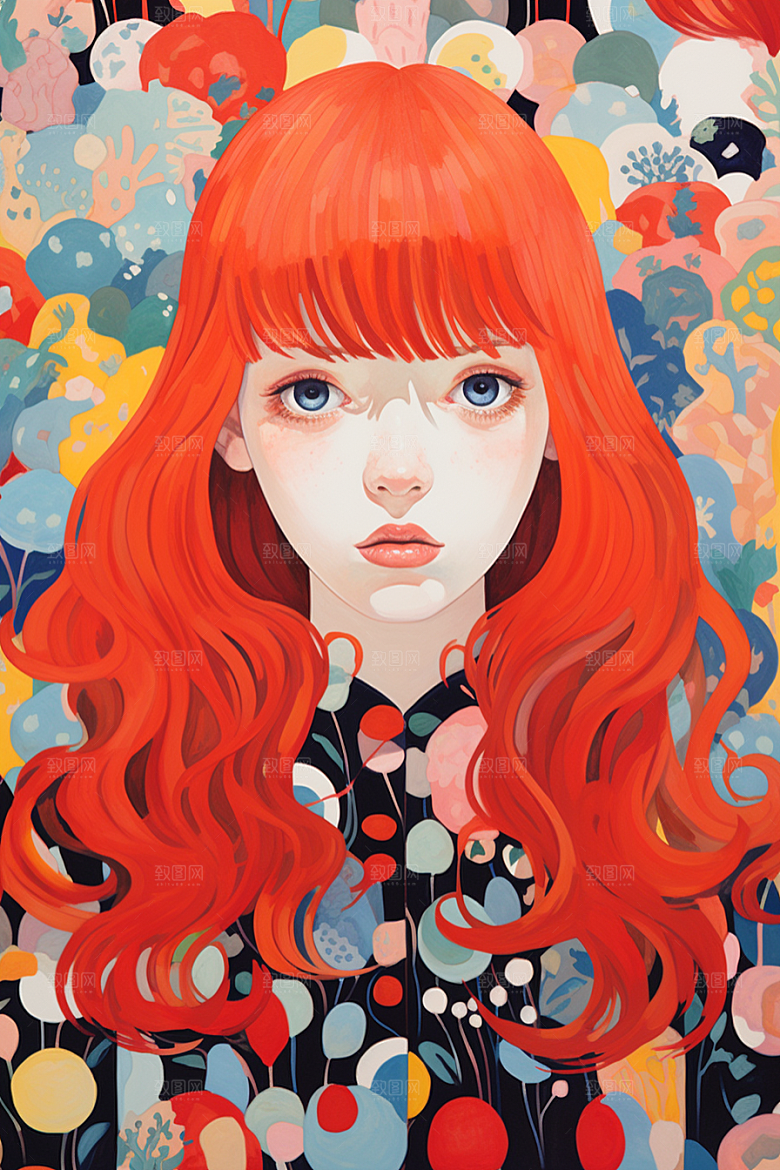 多巴胺女孩少女高清插画