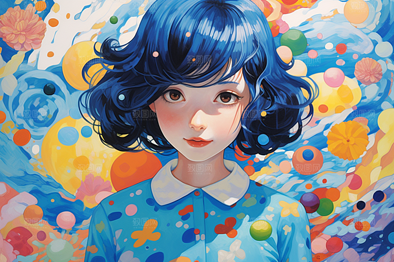 多巴胺女孩可爱少女插画