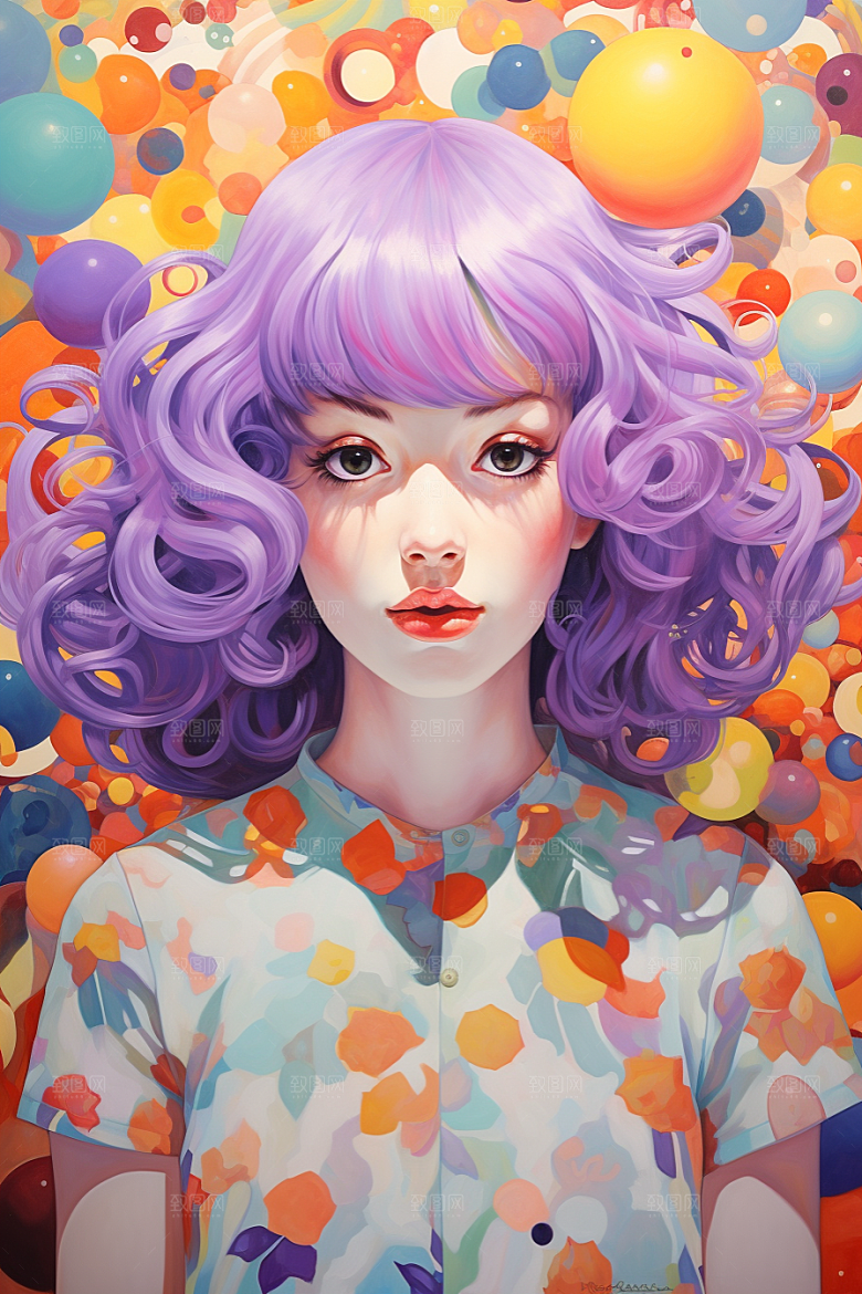 多巴胺女孩形象缤纷插画