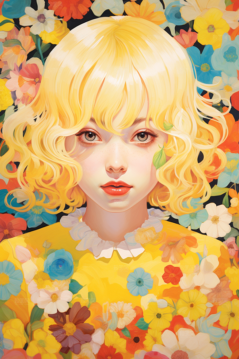 多巴胺女孩少女形象插画