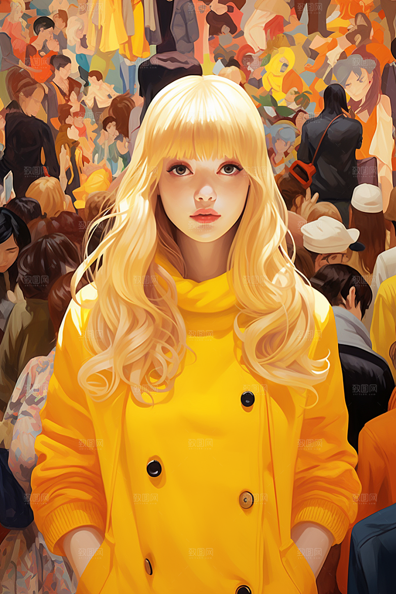 多巴胺女孩高清艺术感插画