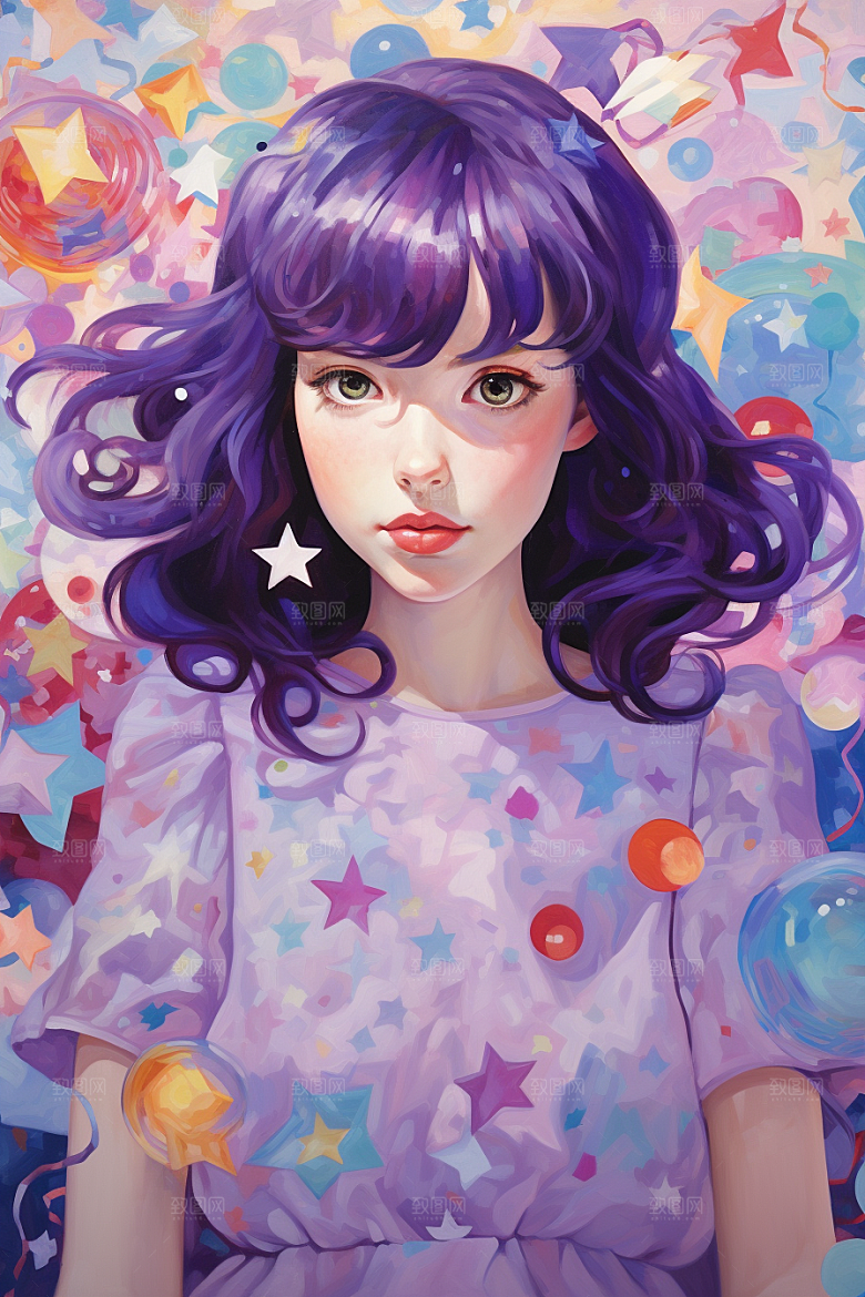 多巴胺女孩高清形象插画