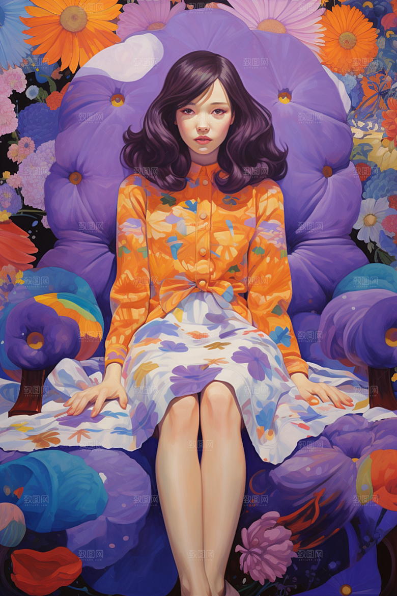 多巴胺女孩高清艺术感插画