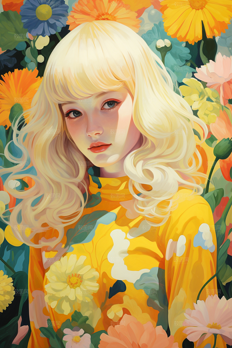 多巴胺女孩可爱穿搭插画