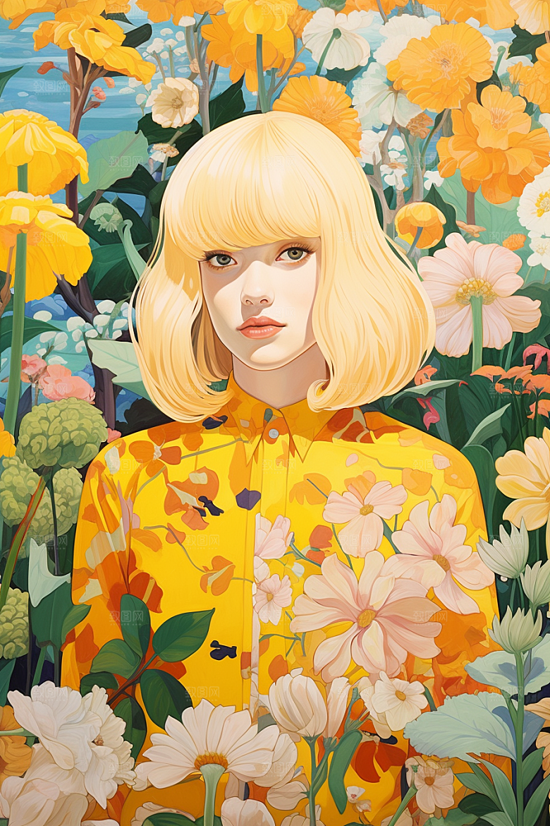 多巴胺女孩高清形象插画