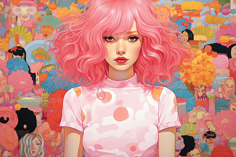 多巴胺女孩可爱少女插画