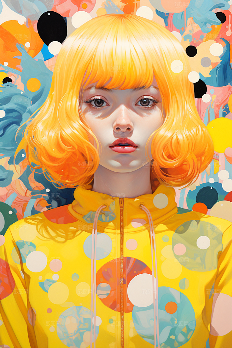 多巴胺女孩缤纷可爱插画