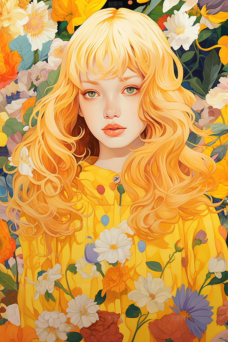 多巴胺女孩少女缤纷插画