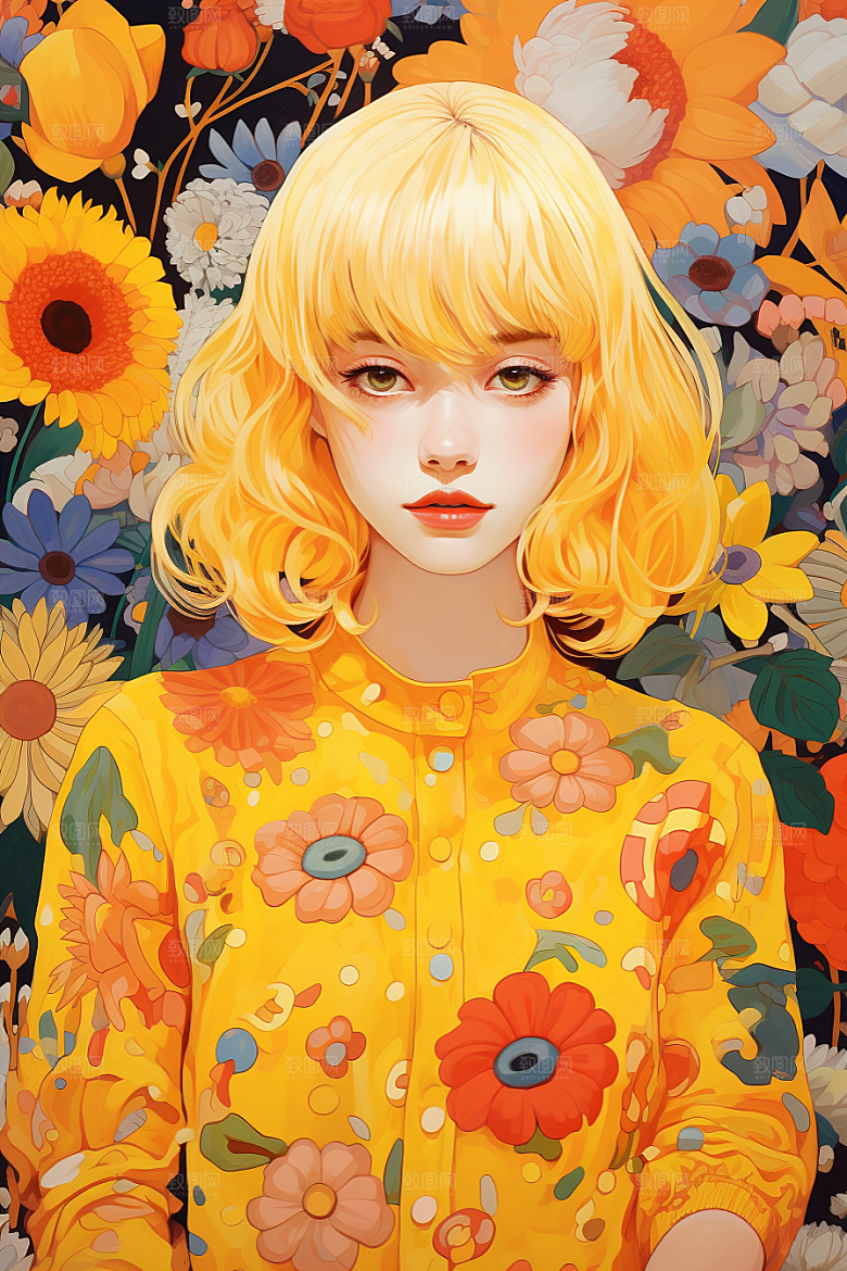 多巴胺女孩艺术感穿搭插画