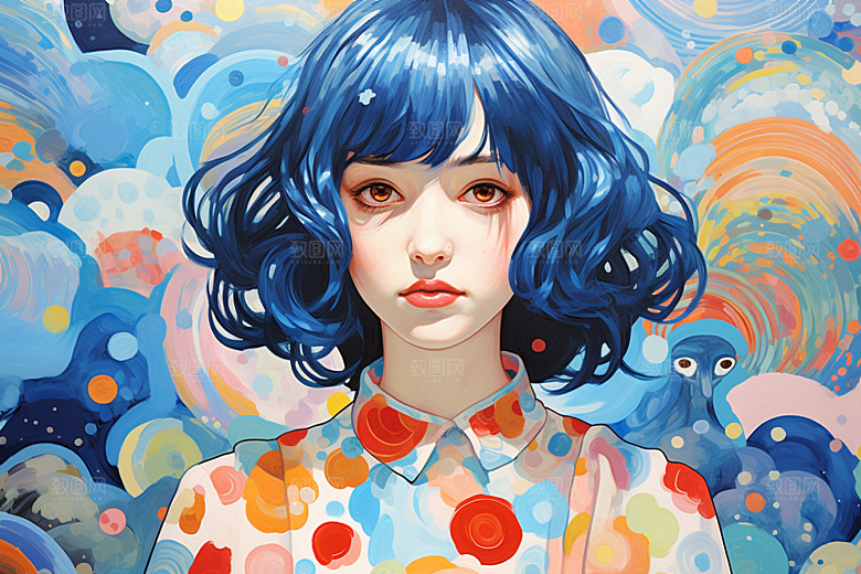 多巴胺女孩彩色穿搭插画