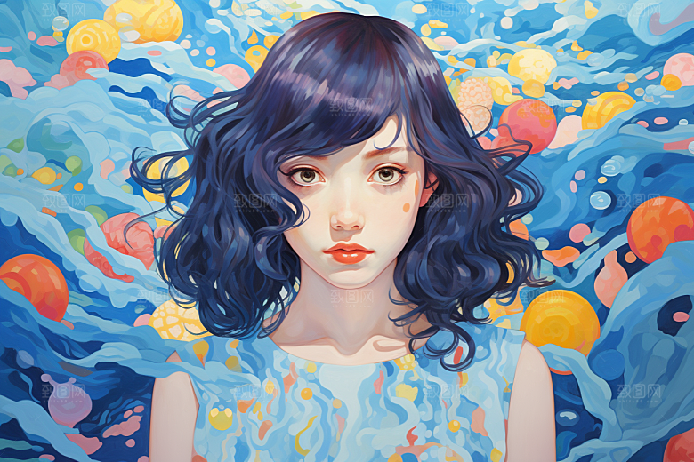 多巴胺女孩高清穿搭插画