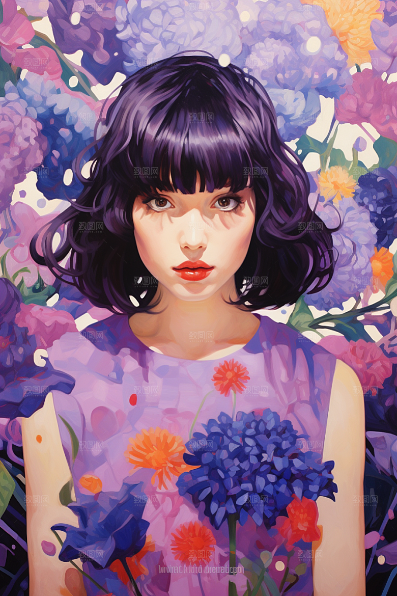 多巴胺女孩穿搭彩色插画