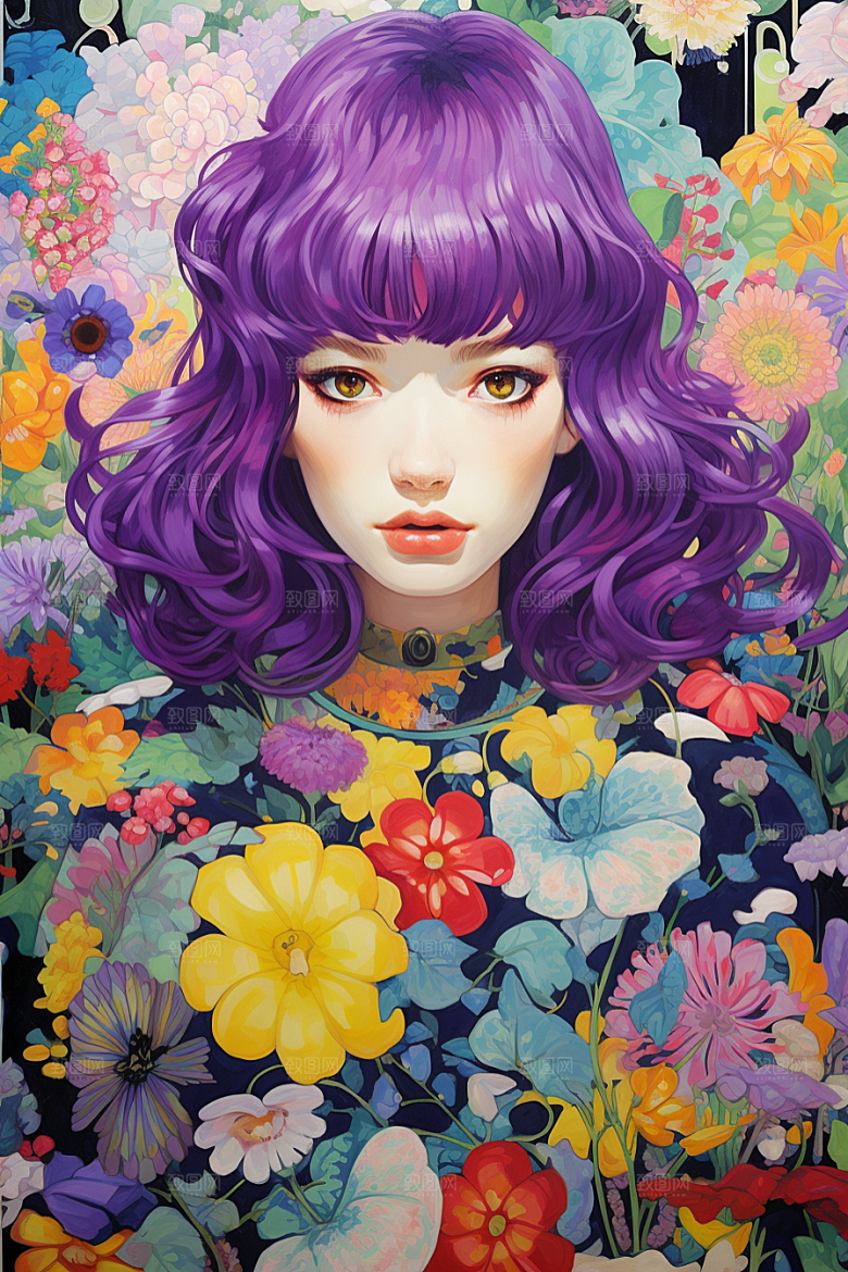 多巴胺女孩少女形象插画