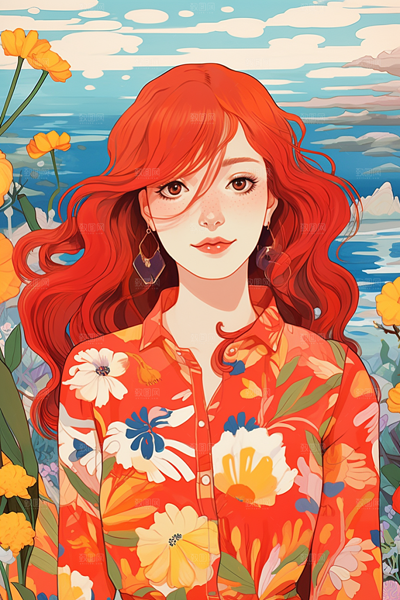 多巴胺女孩高清彩色插画