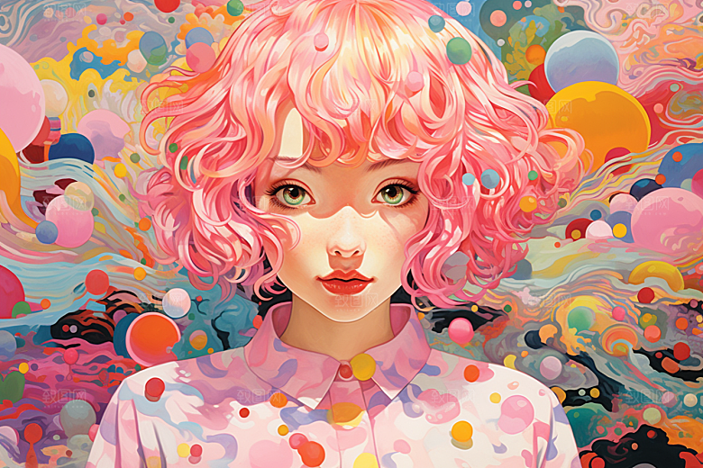 多巴胺女孩少女艺术感插画