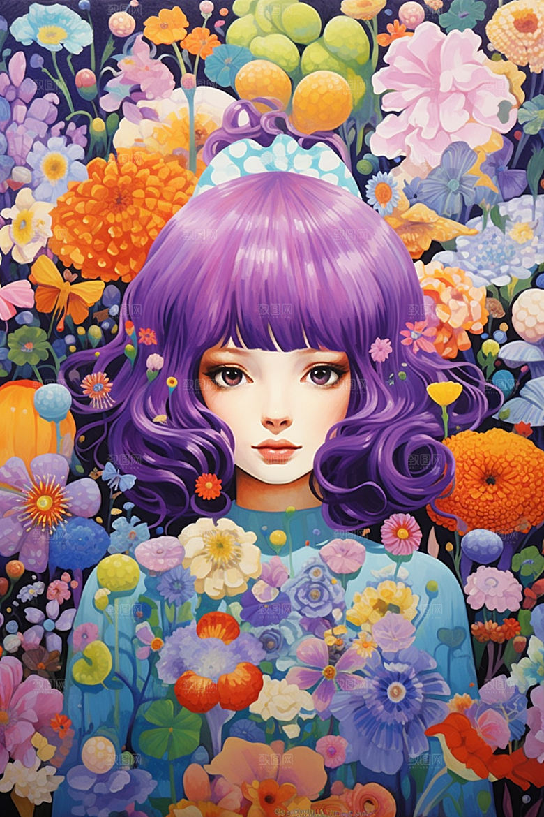 多巴胺女孩高清少女插画