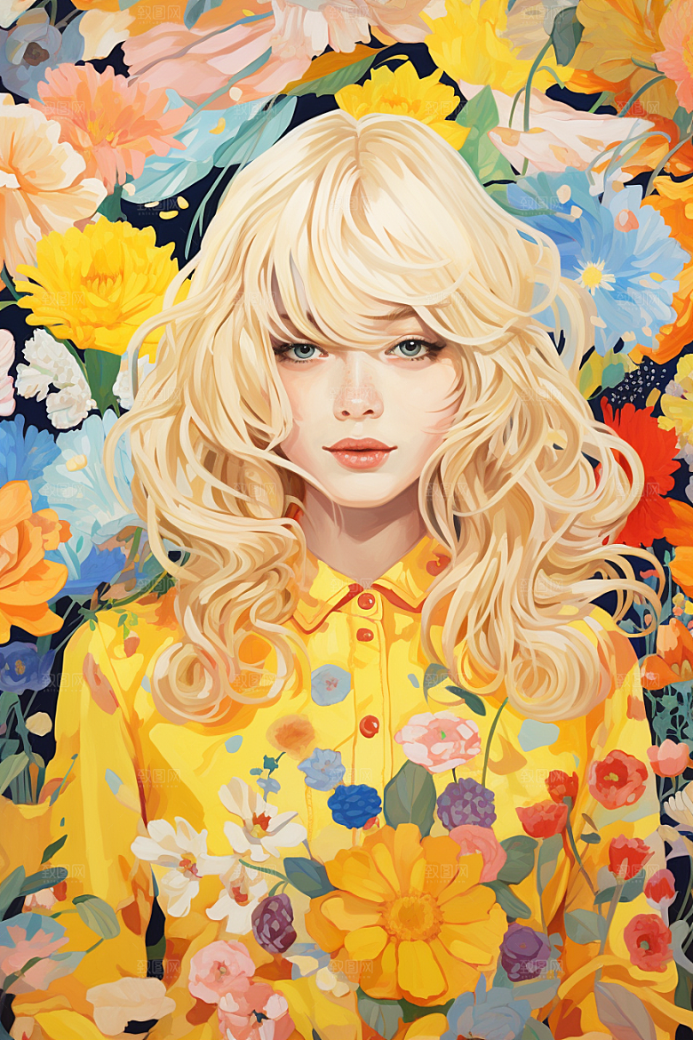 多巴胺女孩形象穿搭插画