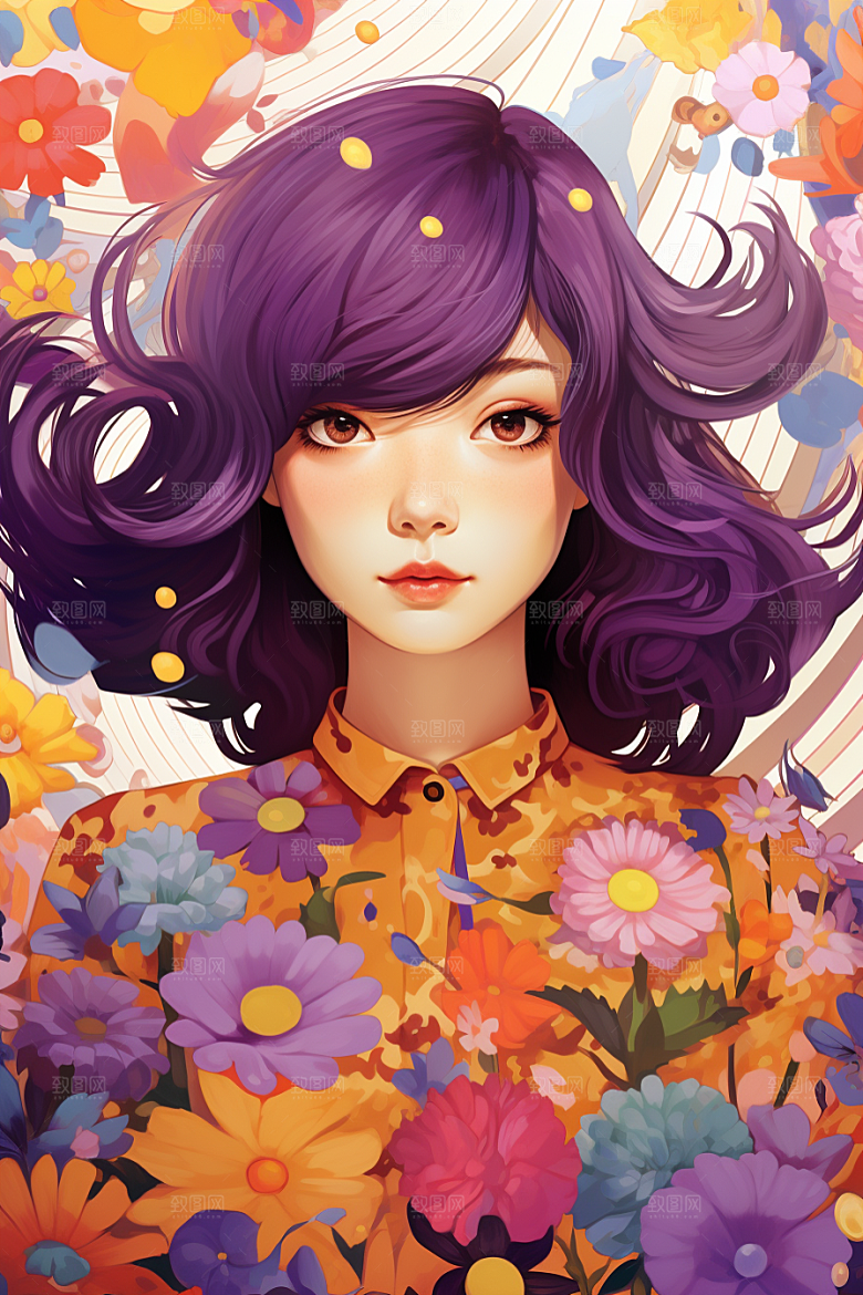 多巴胺女孩穿搭少女插画