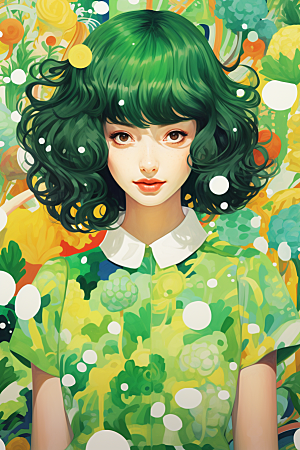 多巴胺女孩少女可爱插画