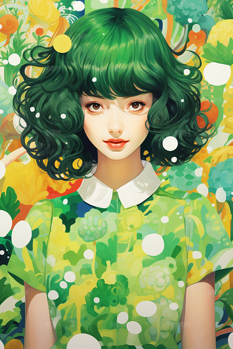 多巴胺女孩少女可爱插画