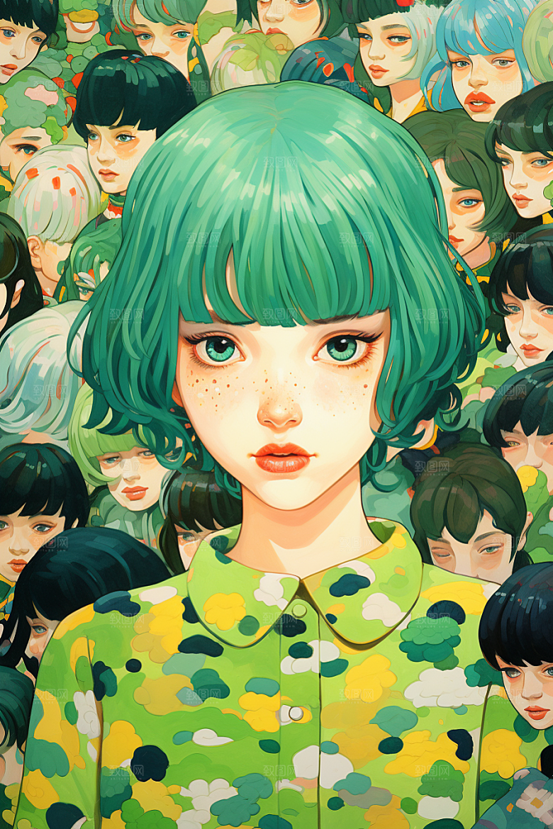 多巴胺女孩高清少女插画