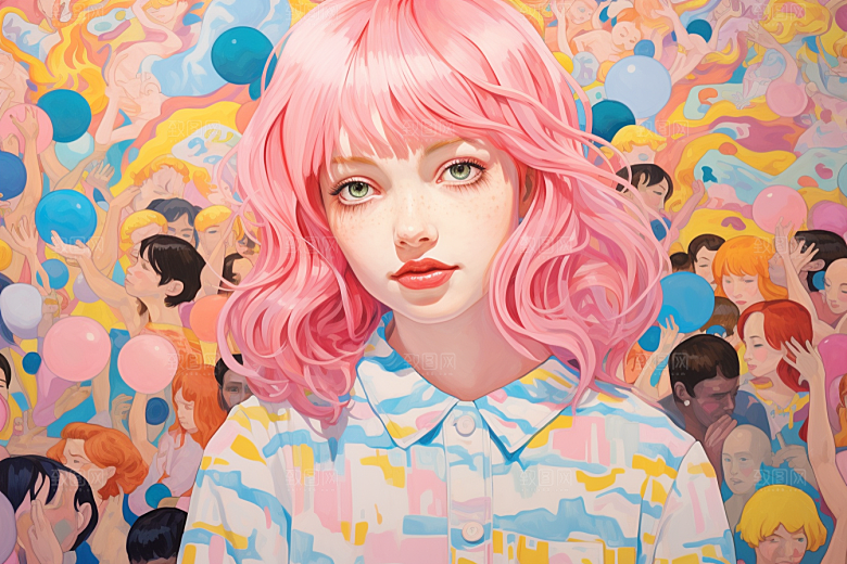 多巴胺女孩穿搭彩色插画