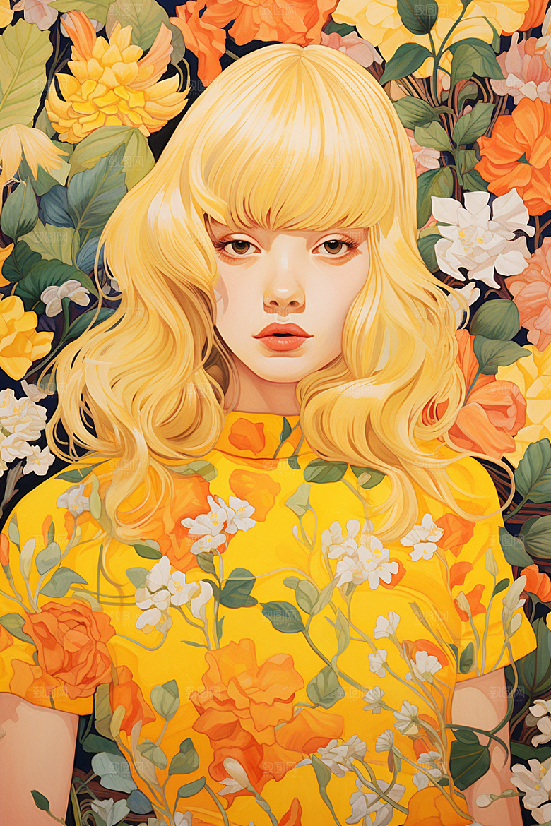 多巴胺女孩高清可爱插画