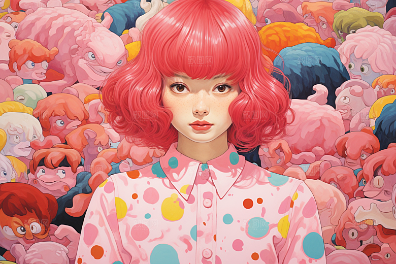 多巴胺女孩可爱高清插画