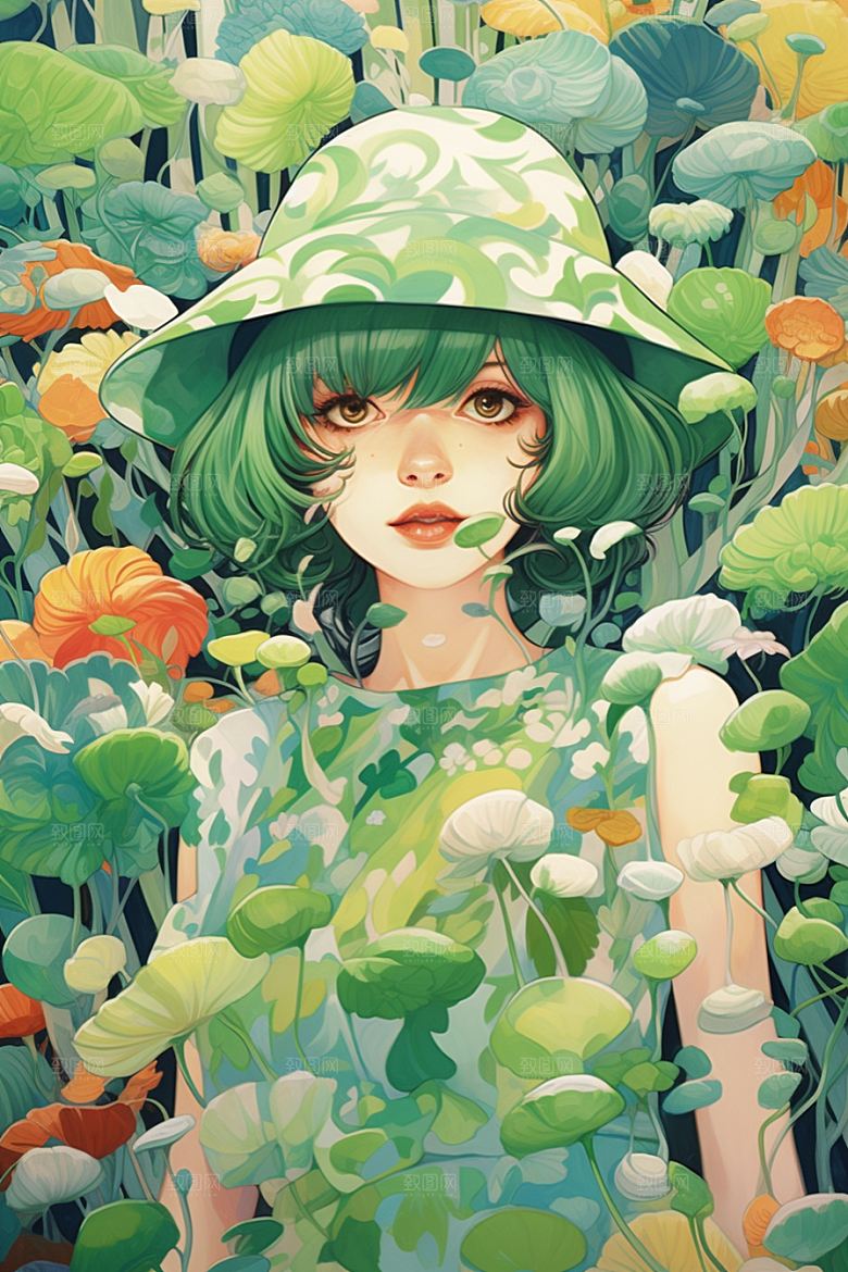 多巴胺女孩穿搭可爱插画